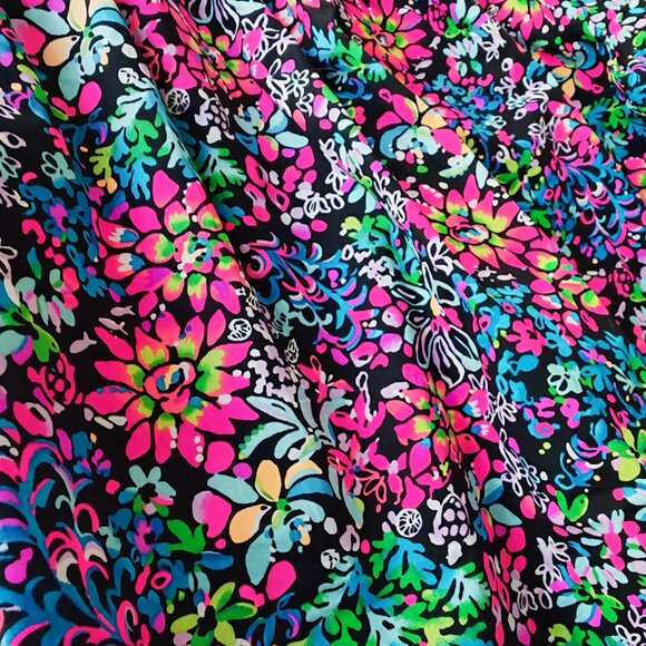 Lilly Pulitzer XL Off Shoulder Floral Maxi Dress Puff Sleeve Wrap Belt Resort Re - Picture 11 of 14